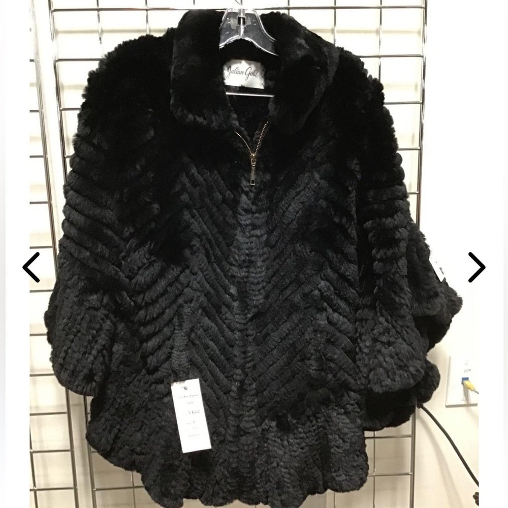 NWT $1050 Julian Gold Women's Dyed Rex Rabbit Coat Sz One Size Zipper